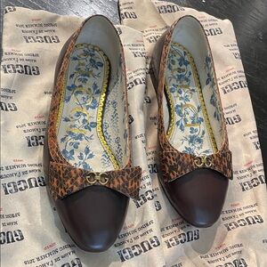 Gucci Leopard Print and Brown Women's Flats